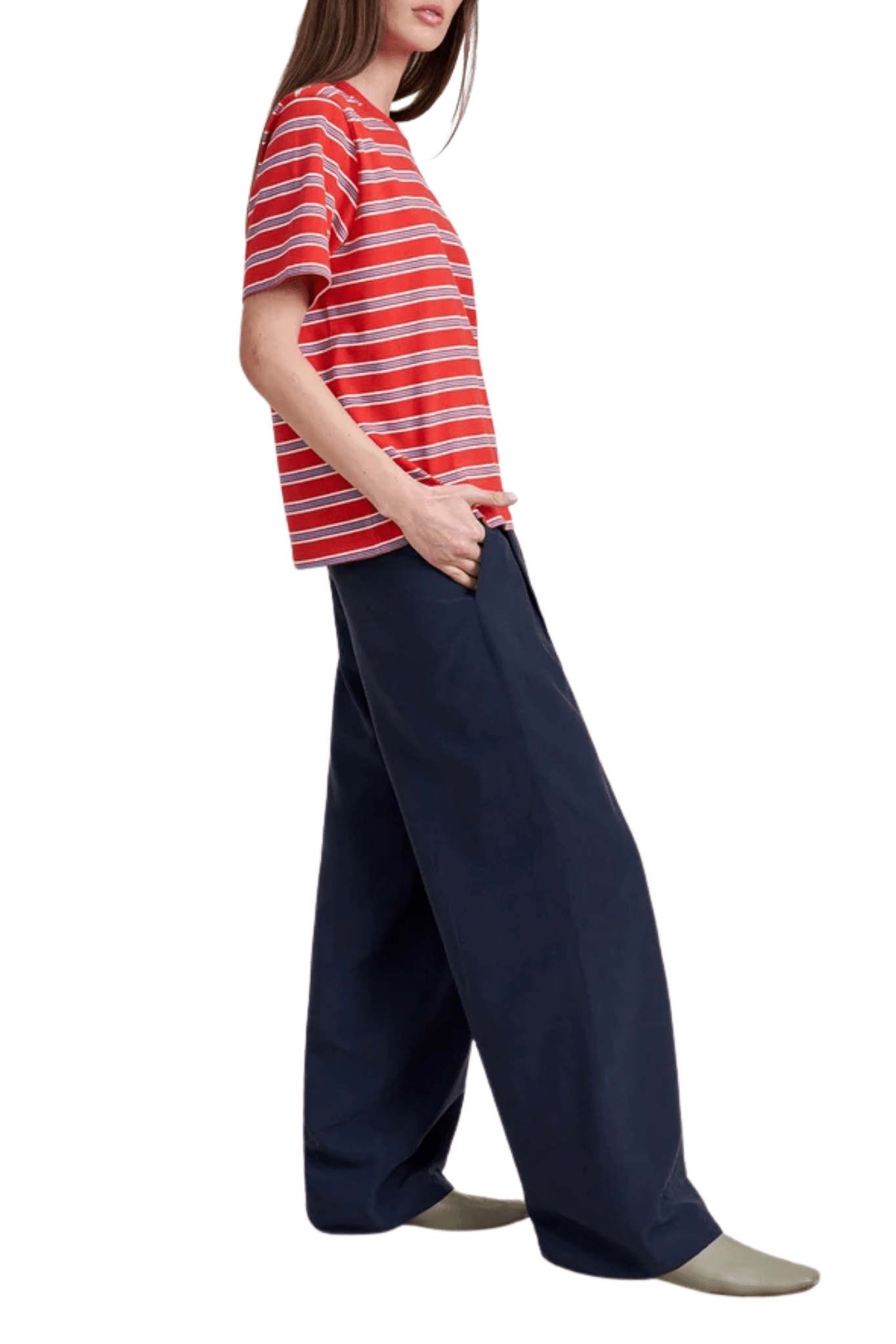 La Ligne Short Sleeve Boyfriend Tee - Vermillion