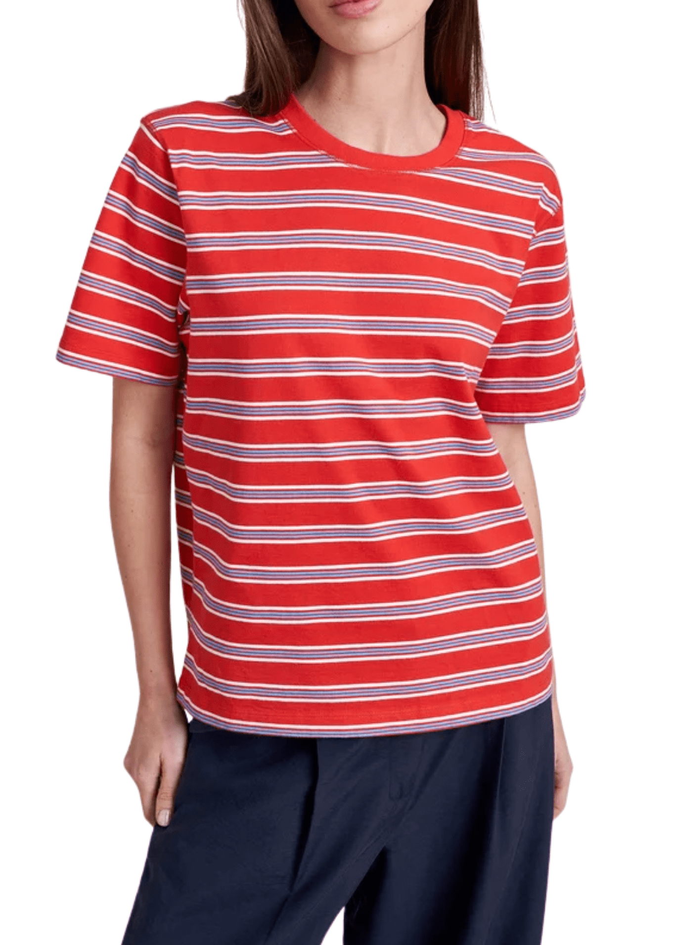 La Ligne Short Sleeve Boyfriend Tee - Vermillion