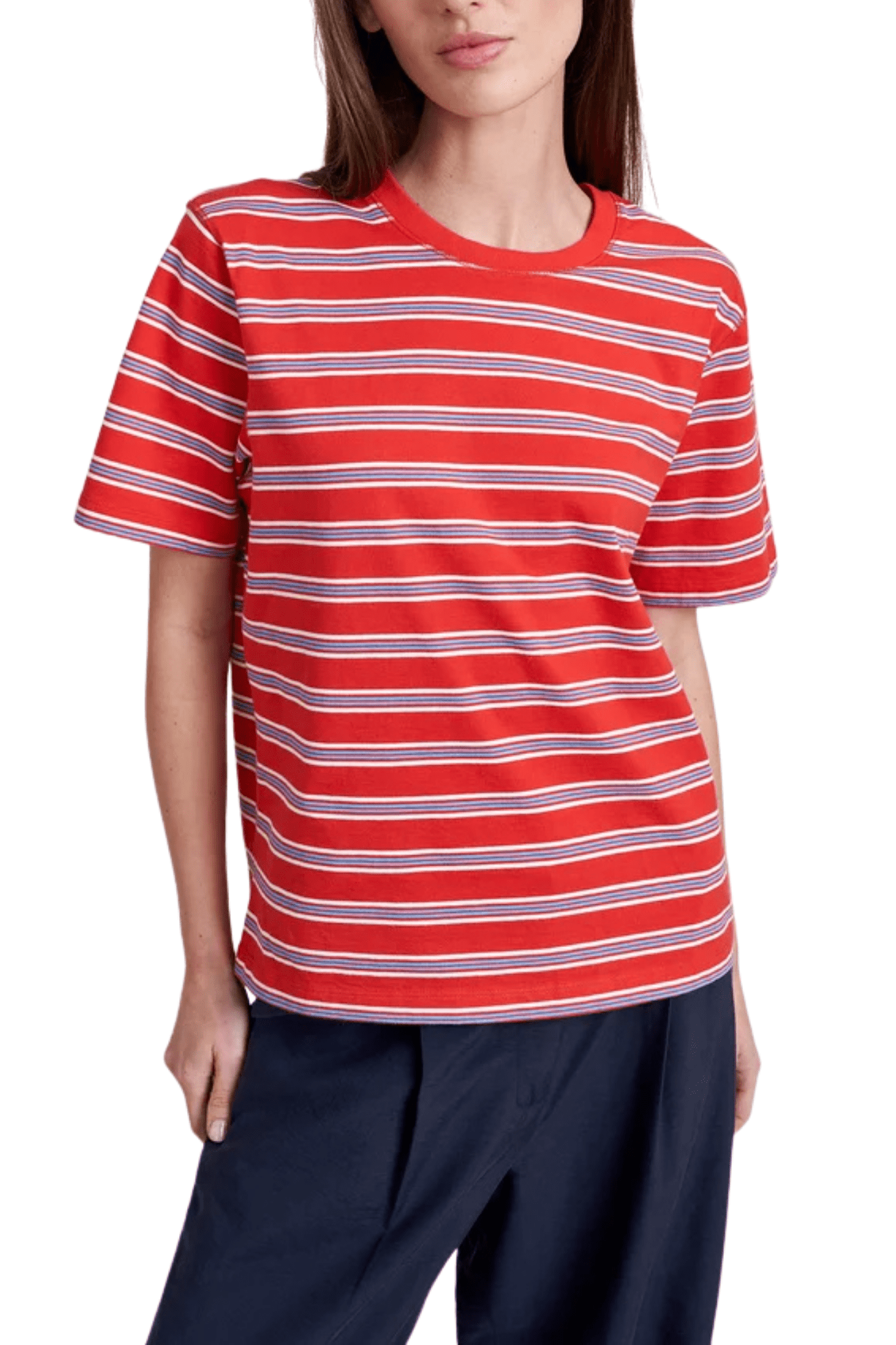 La Ligne Short Sleeve Boyfriend Tee - Vermillion