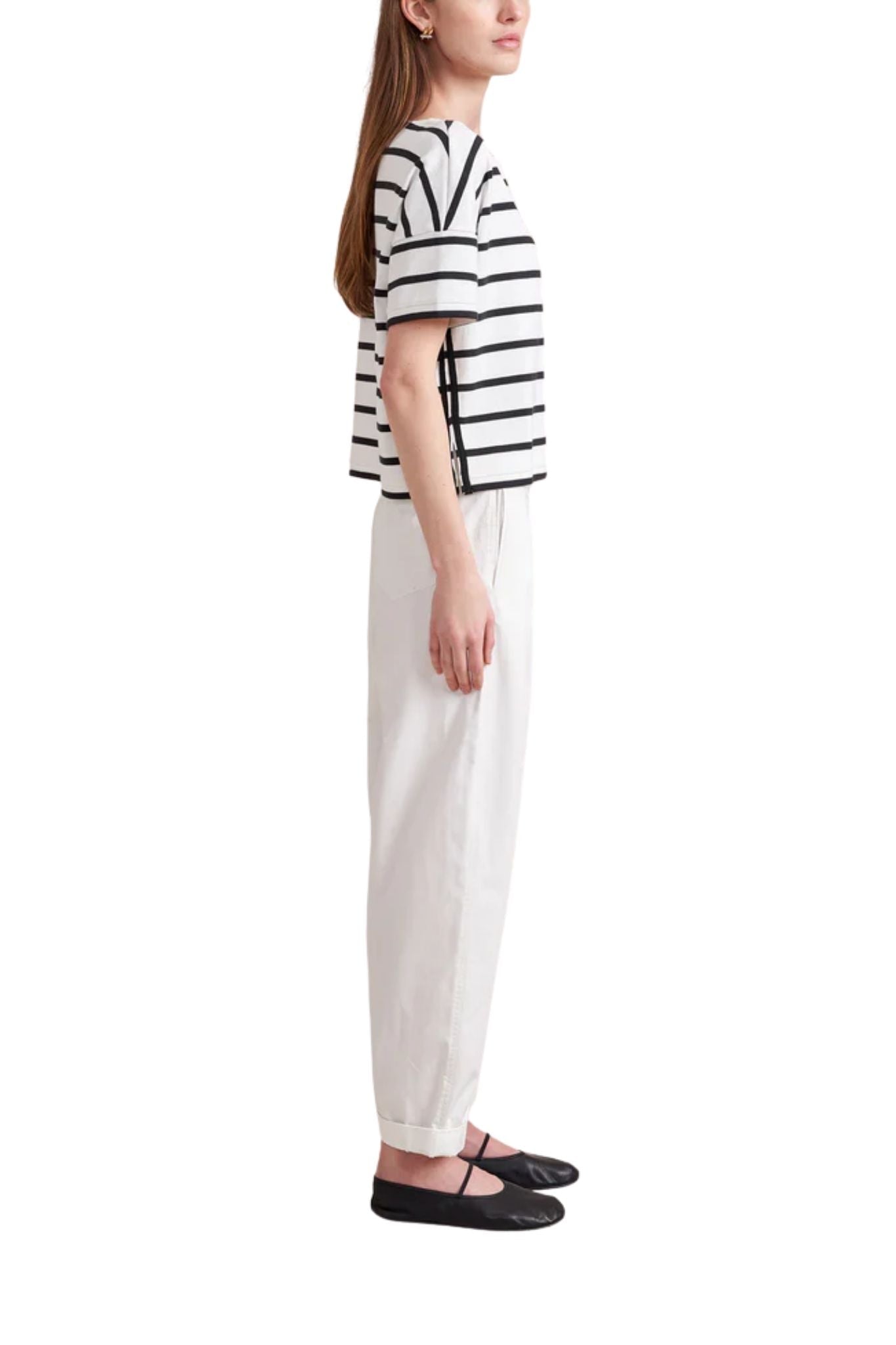 La Ligne Short Sleeve Breton Tee - Vermillion