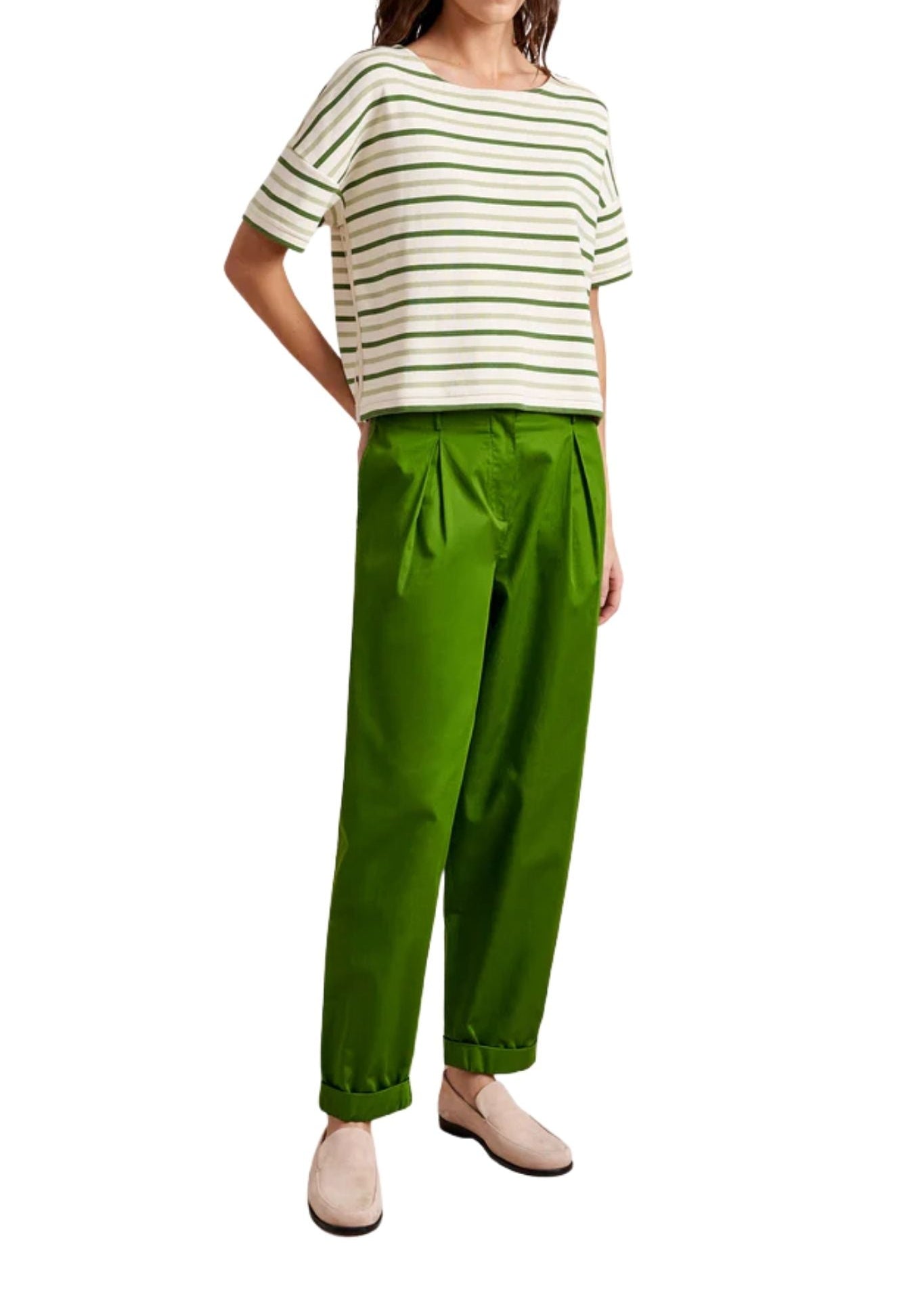 La Ligne Short Sleeve Breton Tee - Vermillion