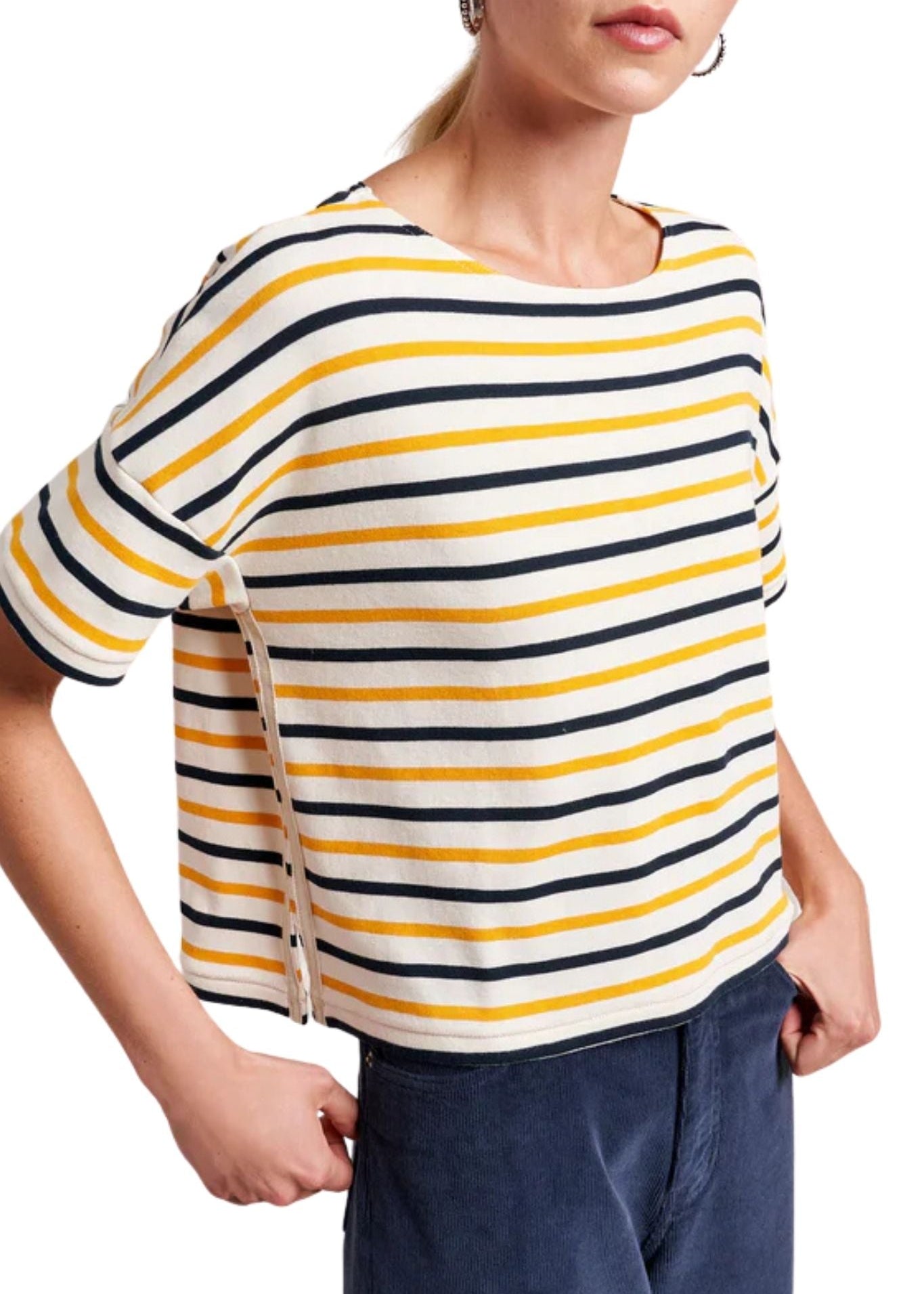 La Ligne Short Sleeve Breton Tee - Vermillion