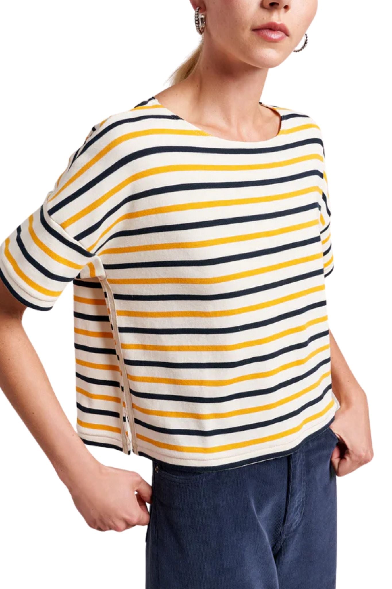 La Ligne Short Sleeve Breton Tee - Vermillion