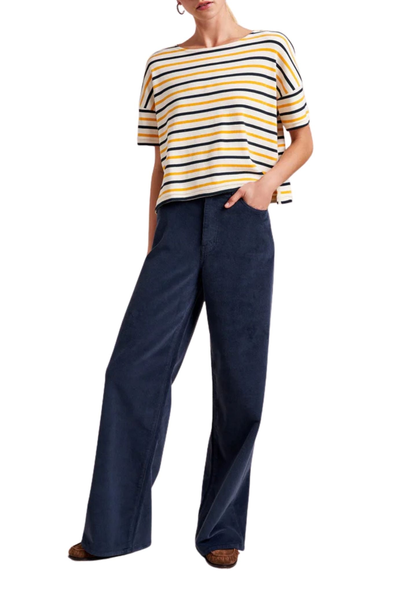 La Ligne Short Sleeve Breton Tee - Vermillion