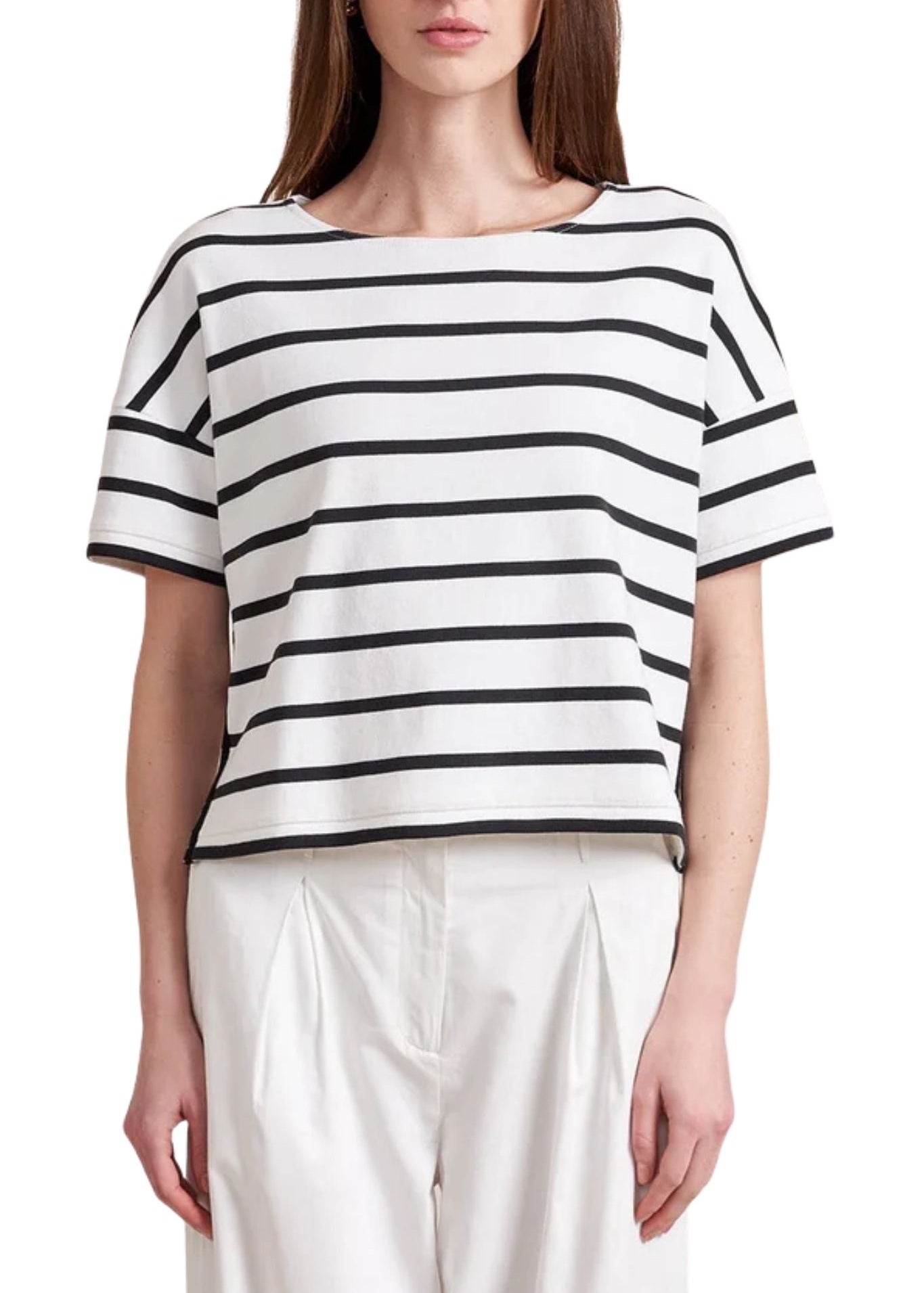 La Ligne Short Sleeve Breton Tee - Vermillion