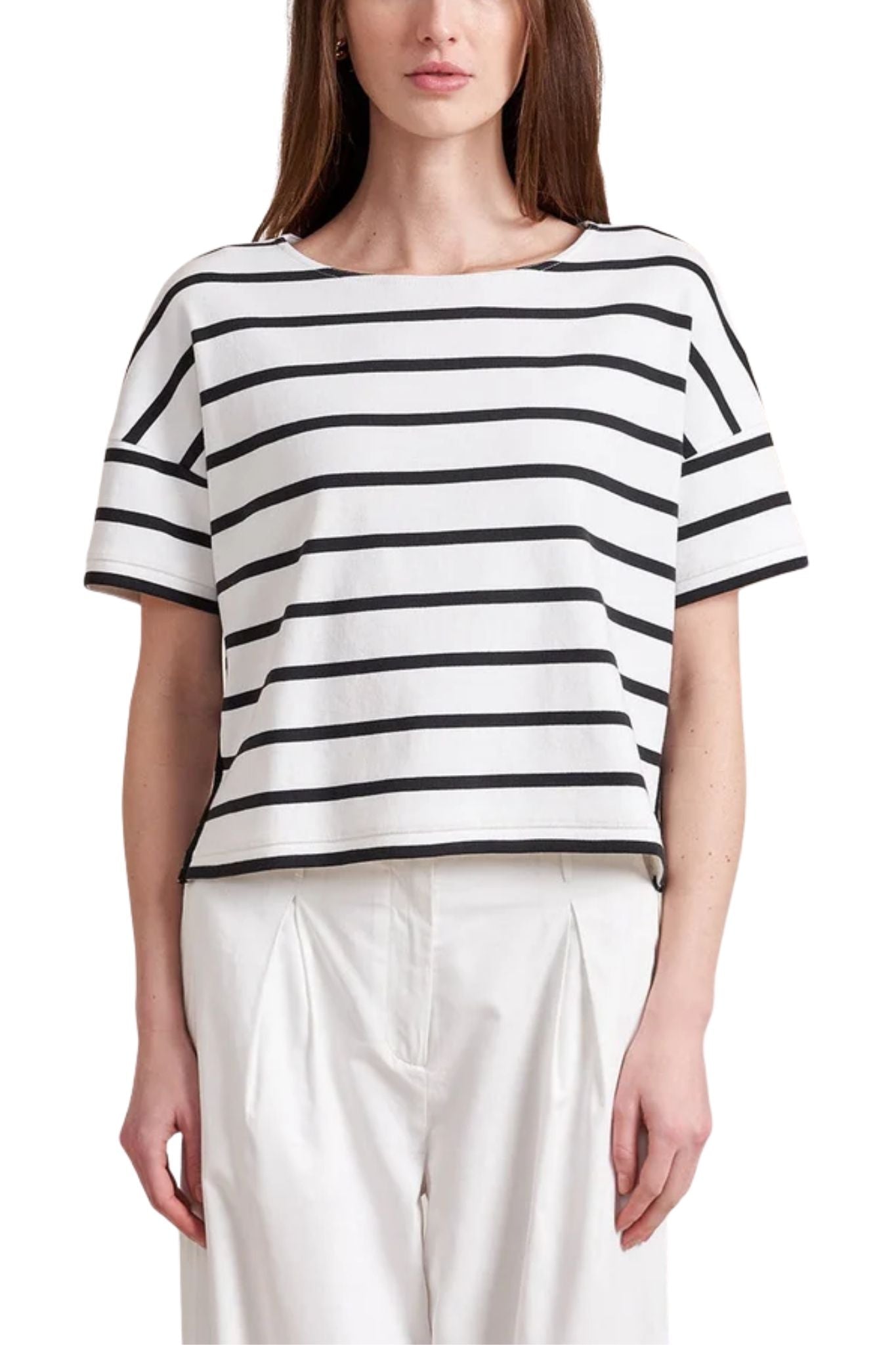 La Ligne Short Sleeve Breton Tee - Vermillion