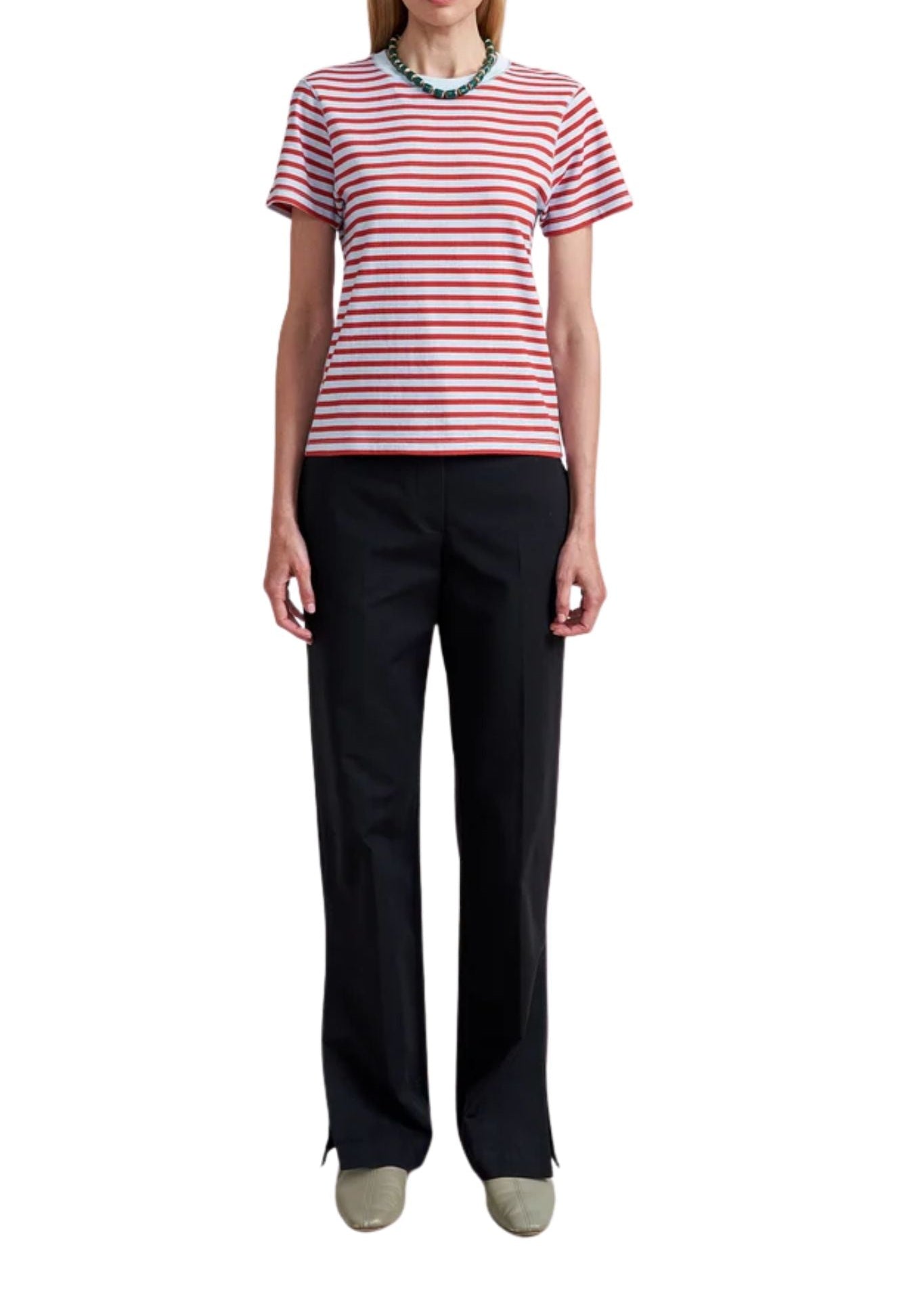 La Ligne Stripe Molly Tee - Vermillion