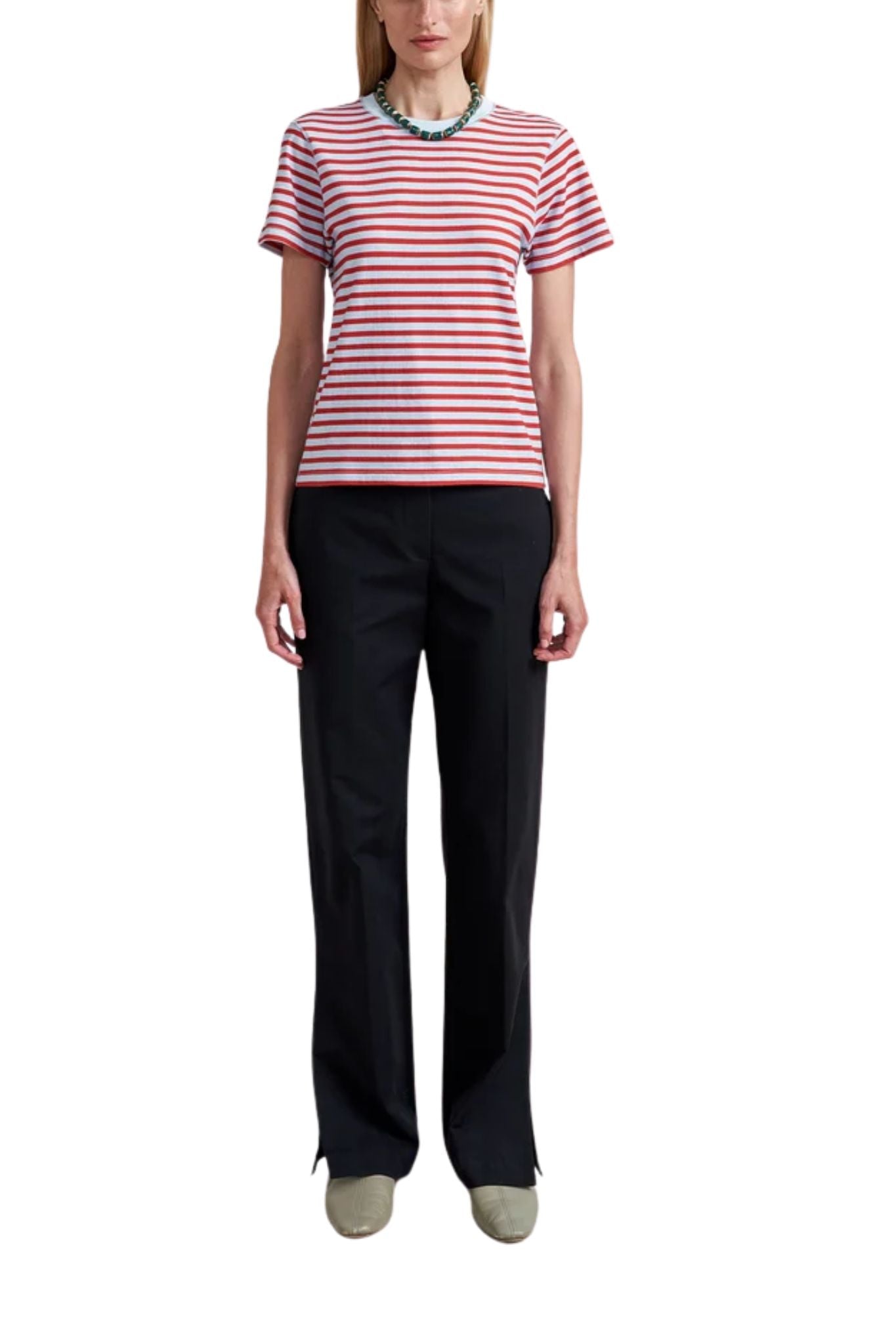La Ligne Stripe Molly Tee - Vermillion