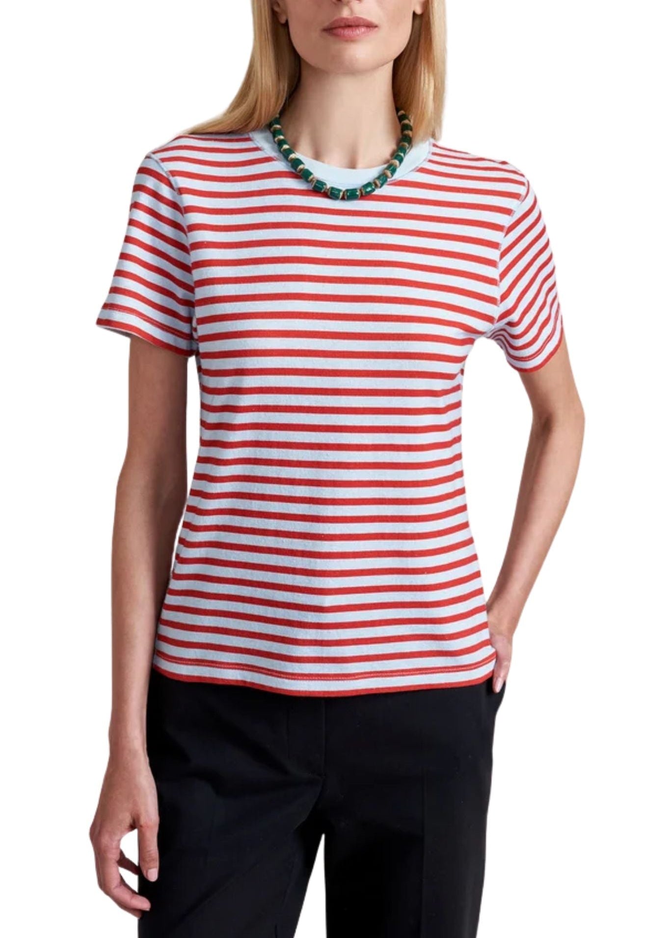 La Ligne Stripe Molly Tee - Vermillion