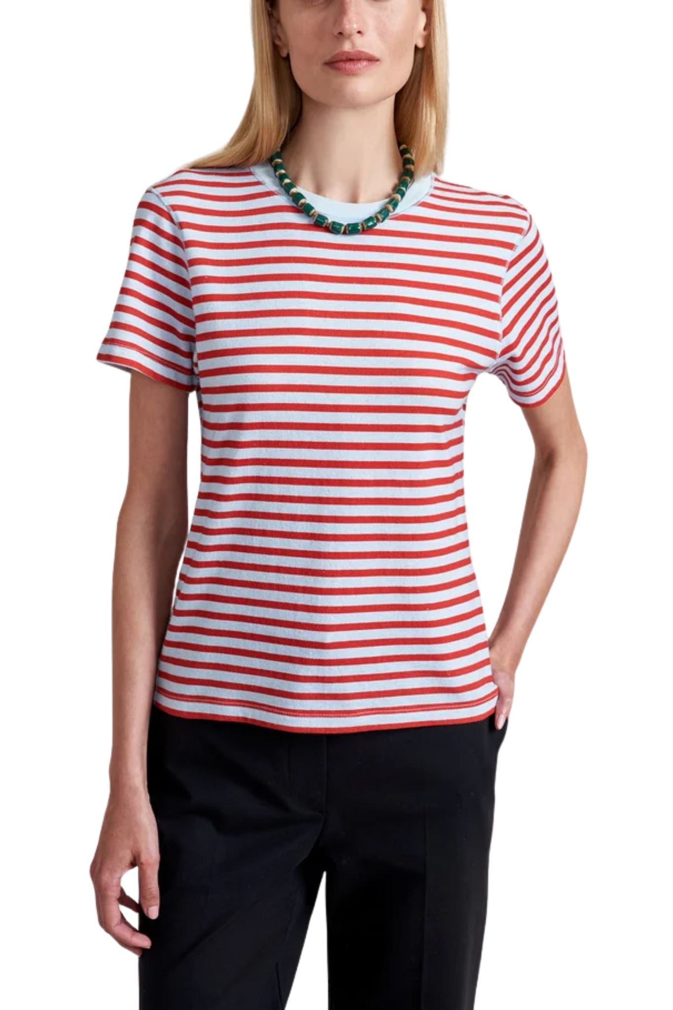La Ligne Stripe Molly Tee - Vermillion