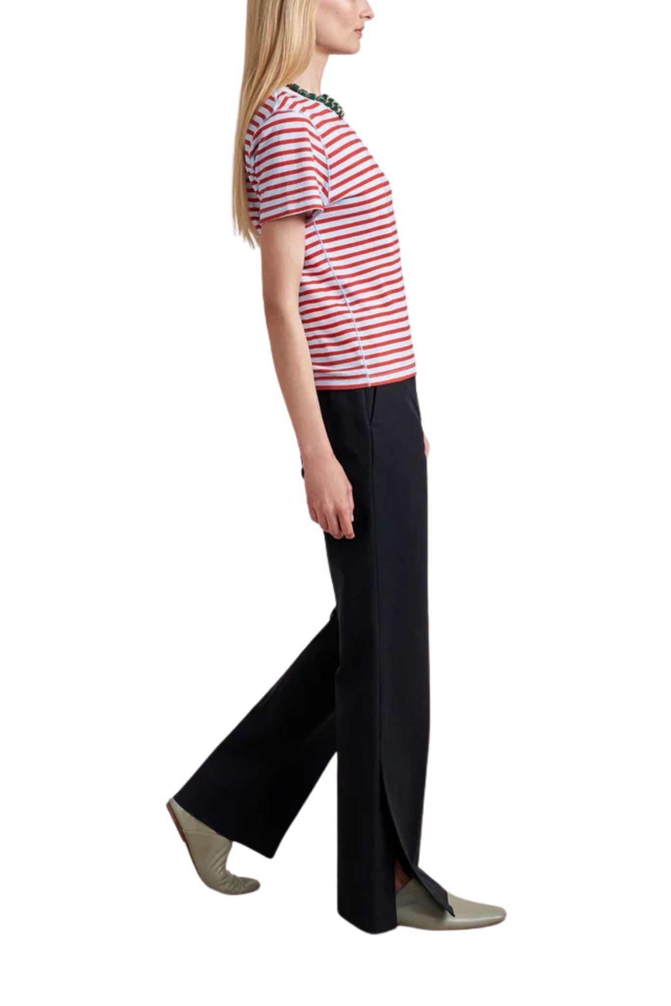 La Ligne Stripe Molly Tee - Vermillion