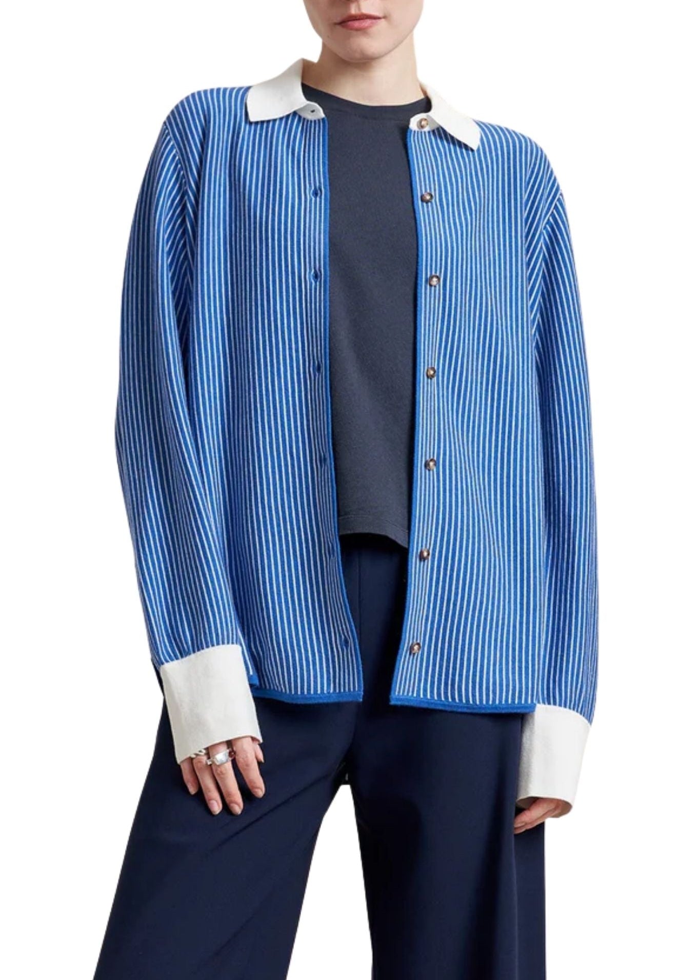 La Ligne Striped Knit Shirt - Vermillion