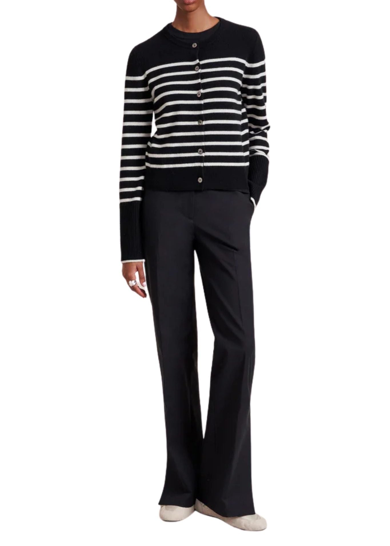 La Ligne Striped Lean Lines Cardigan - Vermillion
