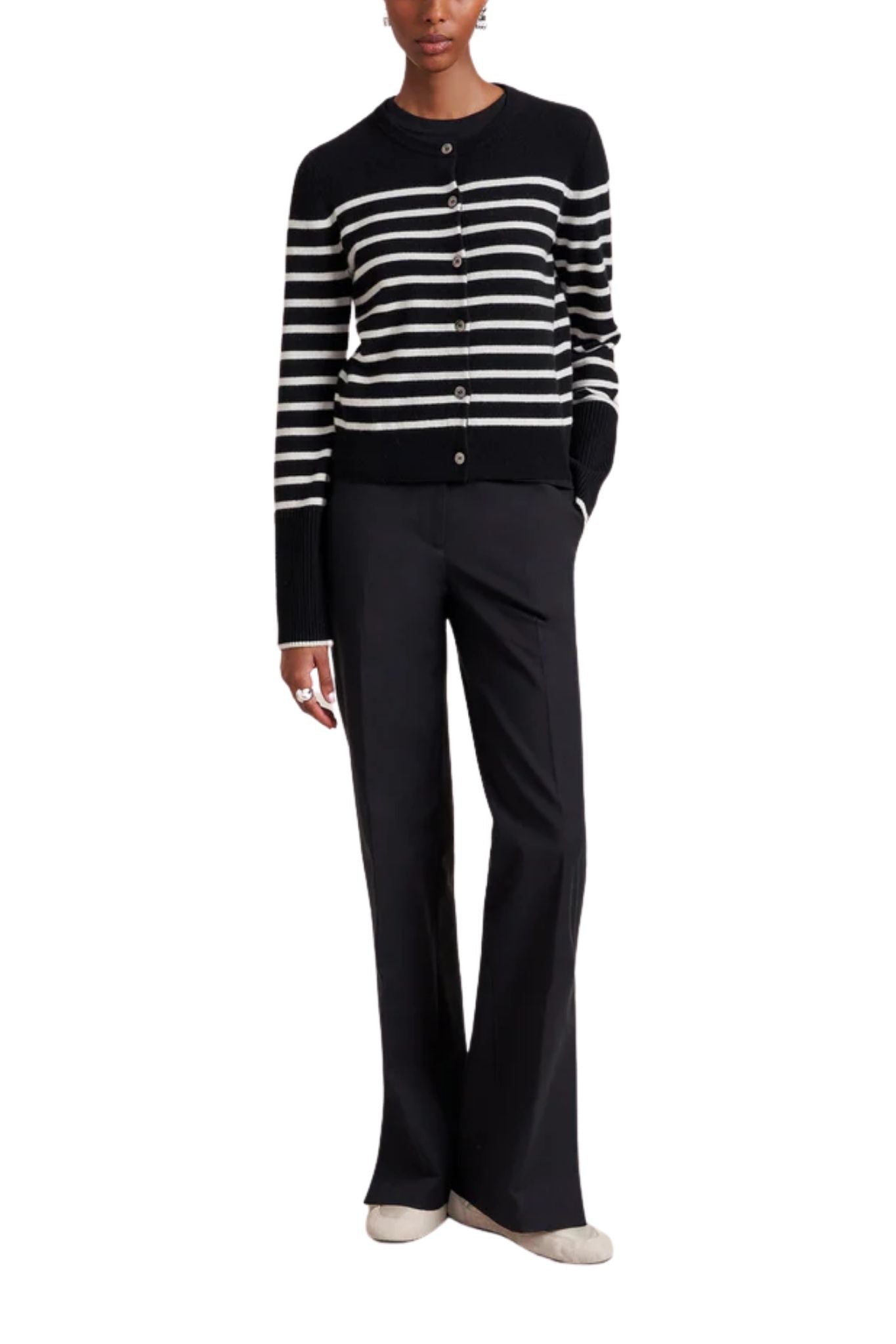 La Ligne Striped Lean Lines Cardigan - Vermillion