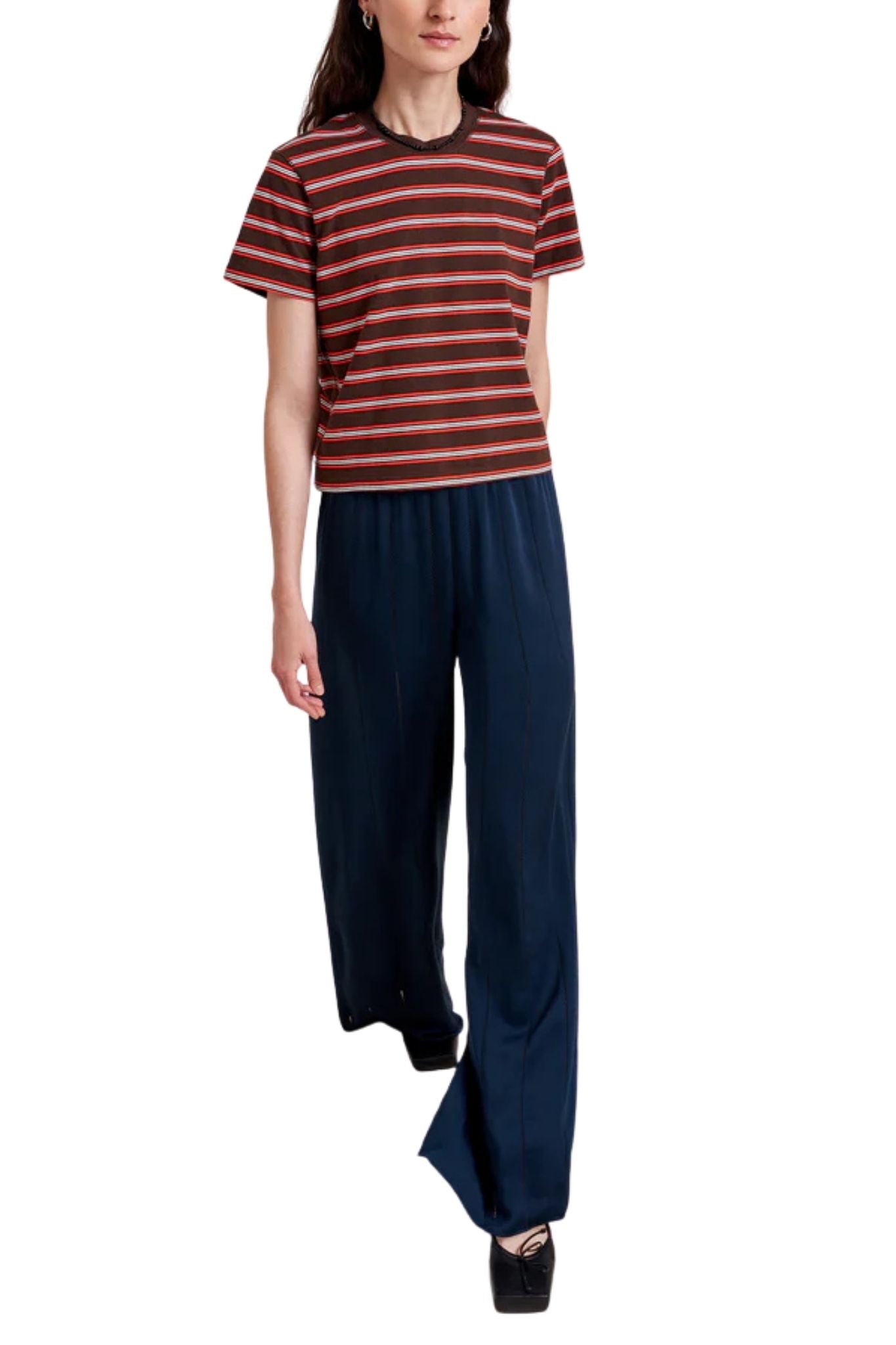 La Ligne Striped Mol Tee - Vermillion
