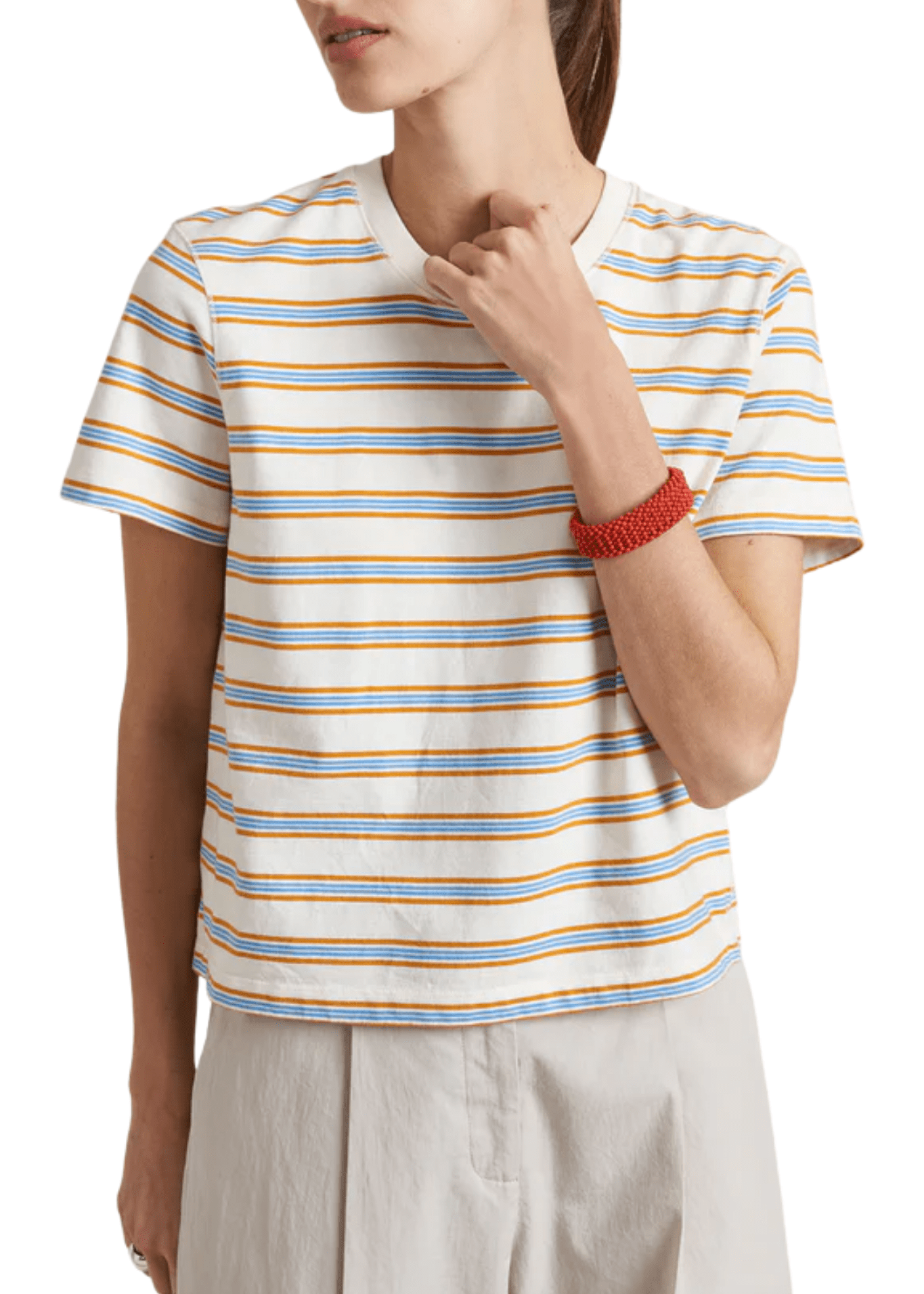 La Ligne Striped Mol Tee - Vermillion