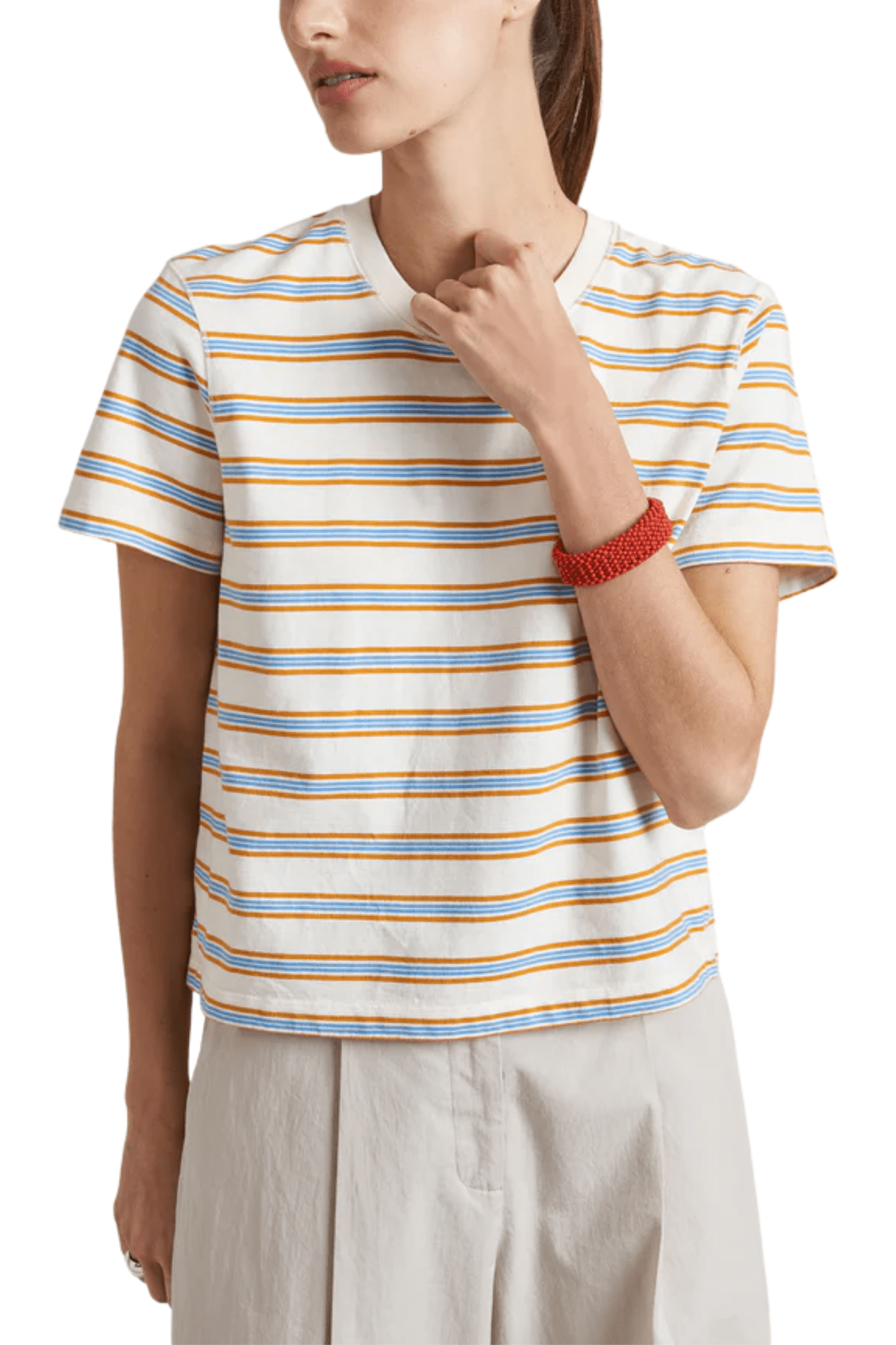 La Ligne Striped Mol Tee - Vermillion