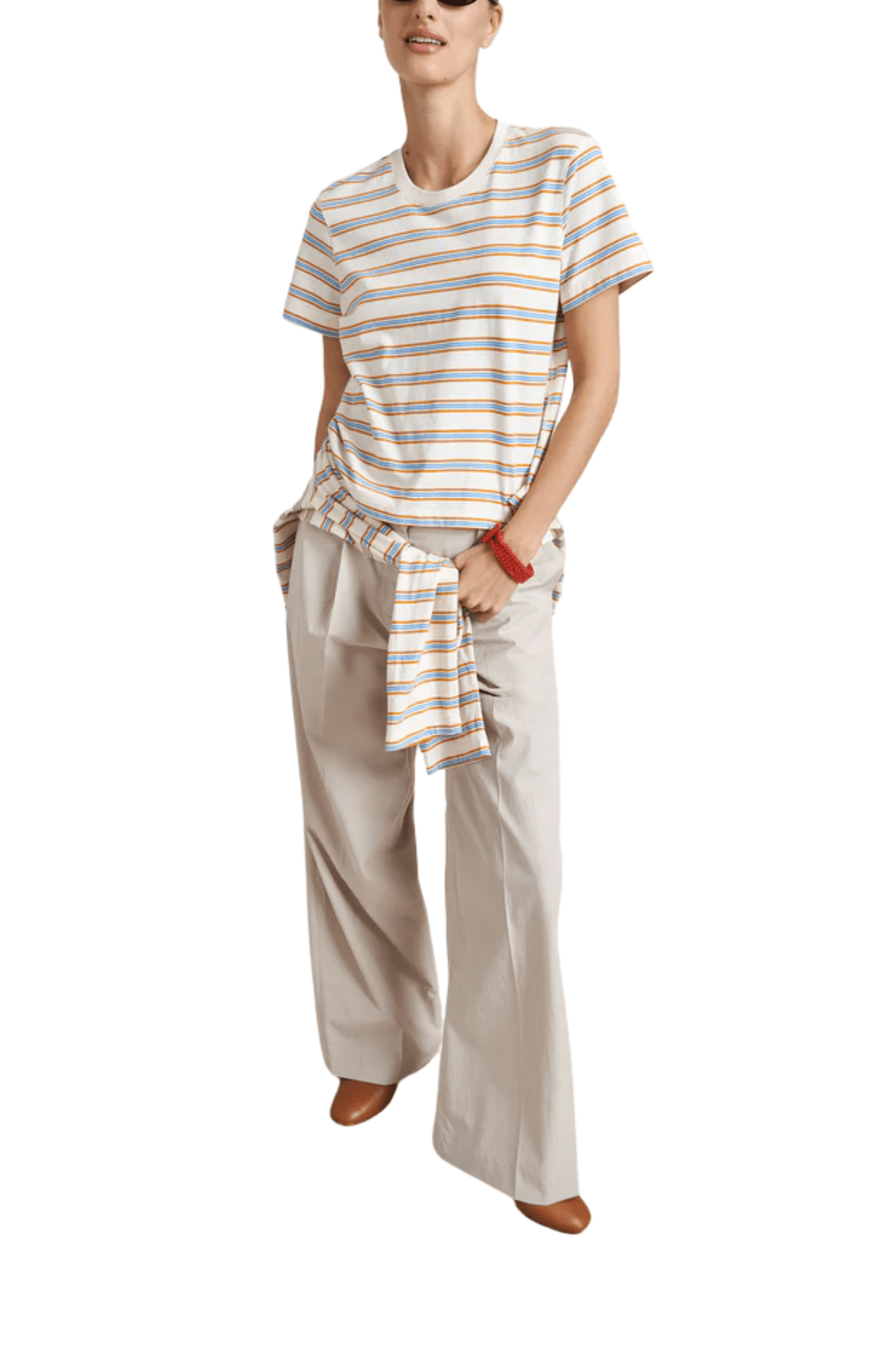 La Ligne Striped Mol Tee - Vermillion