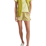 La Ligne Striped Poplin Shorts - Vermillion