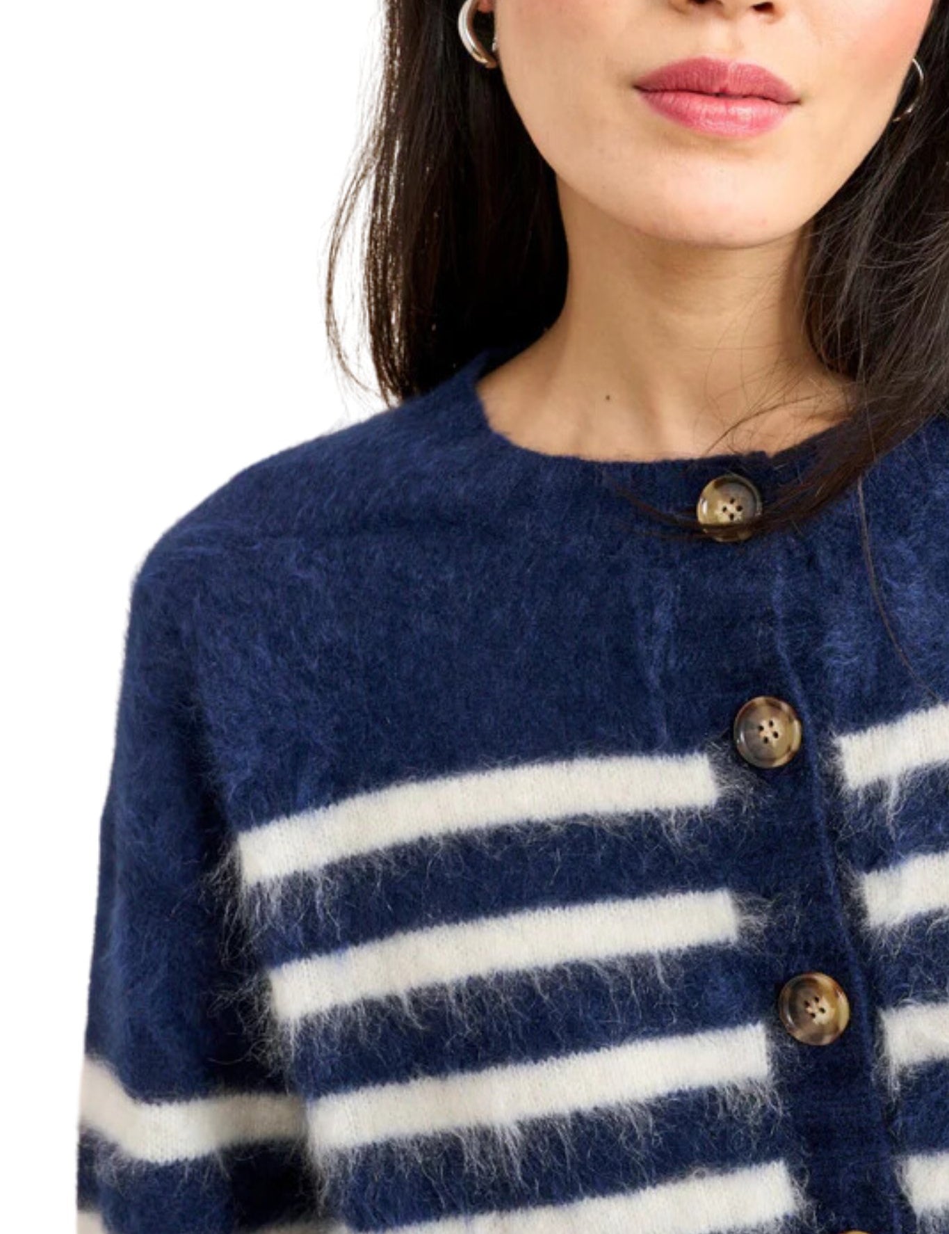 La Ligne Striped Teddy Cardigan - Vermillion