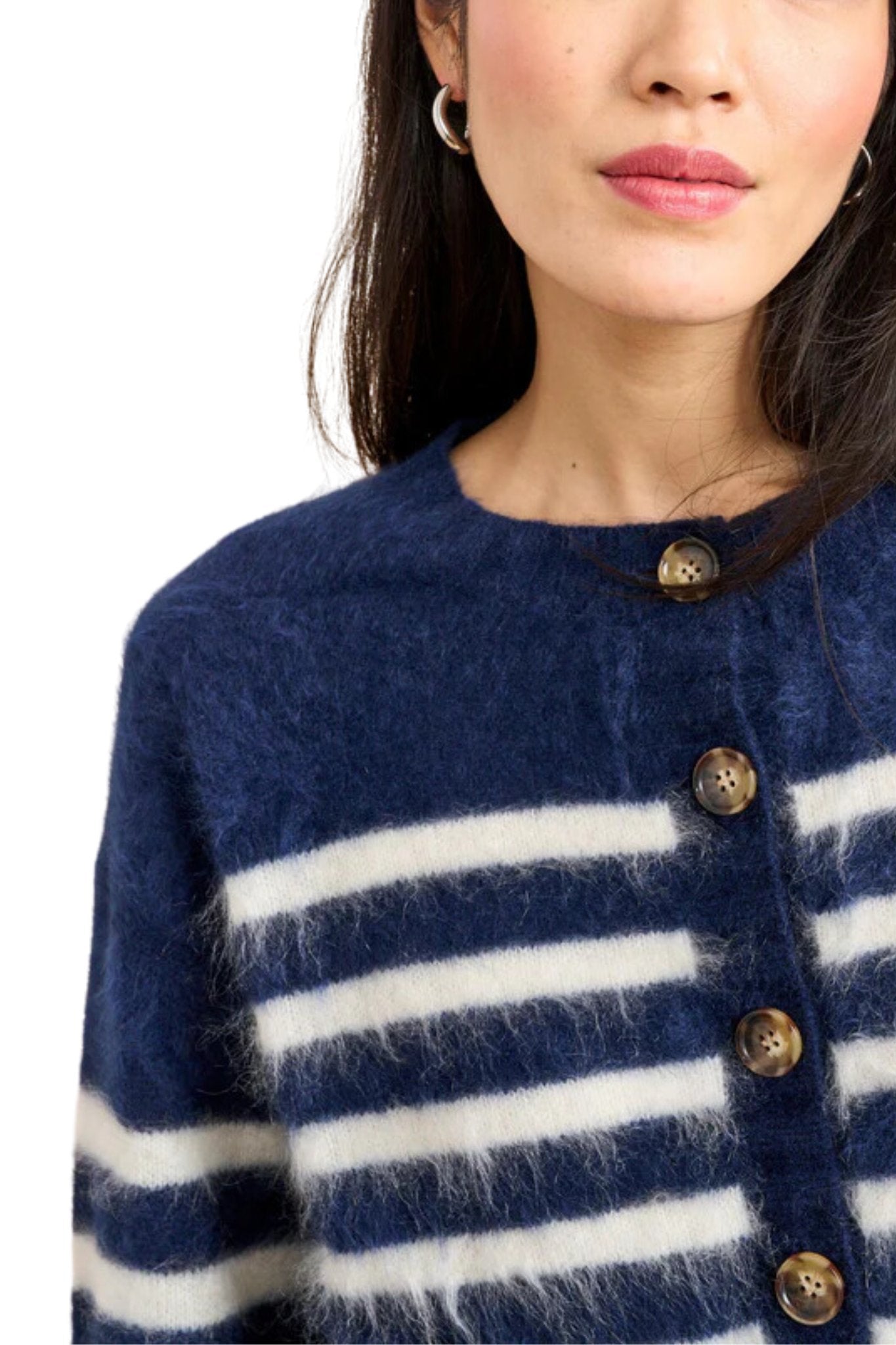 La Ligne Striped Teddy Cardigan - Vermillion