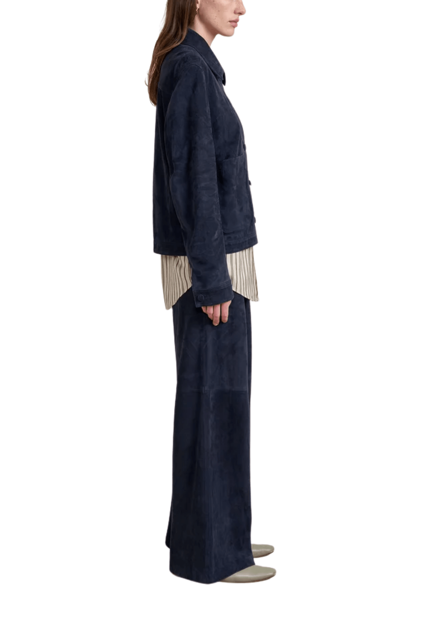 La Ligne Suede Cropped Val Jacket - Vermillion