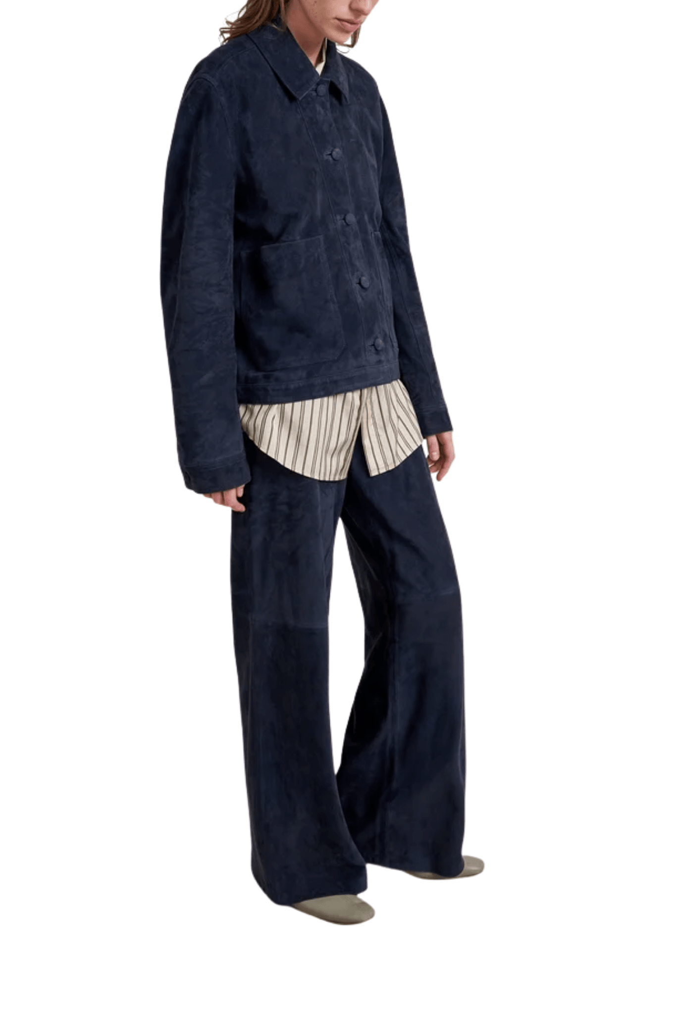 La Ligne Suede Cropped Val Jacket - Vermillion