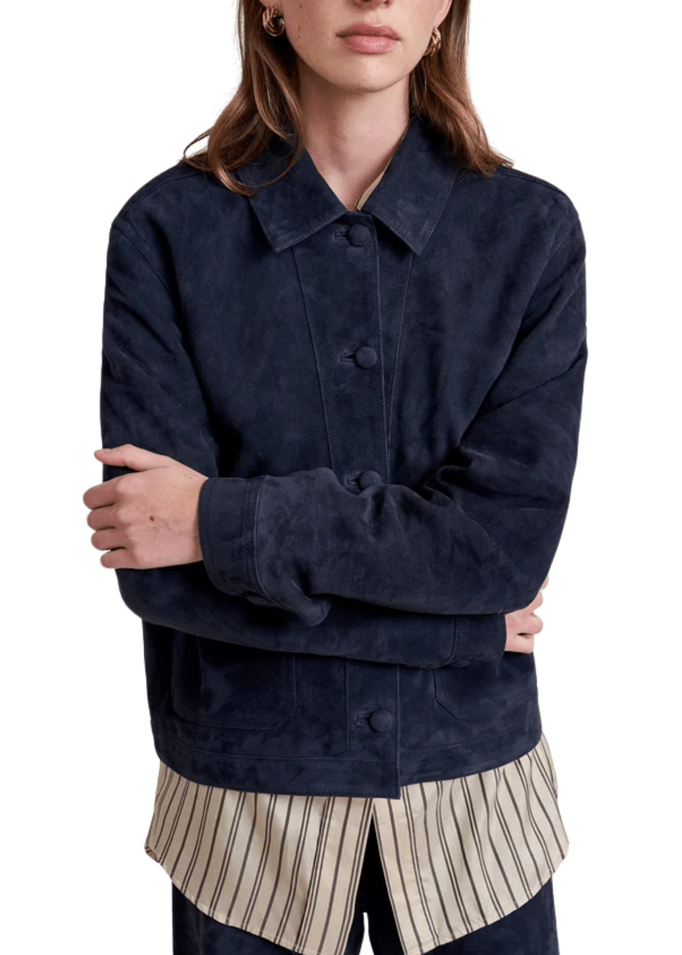La Ligne Suede Cropped Val Jacket - Vermillion