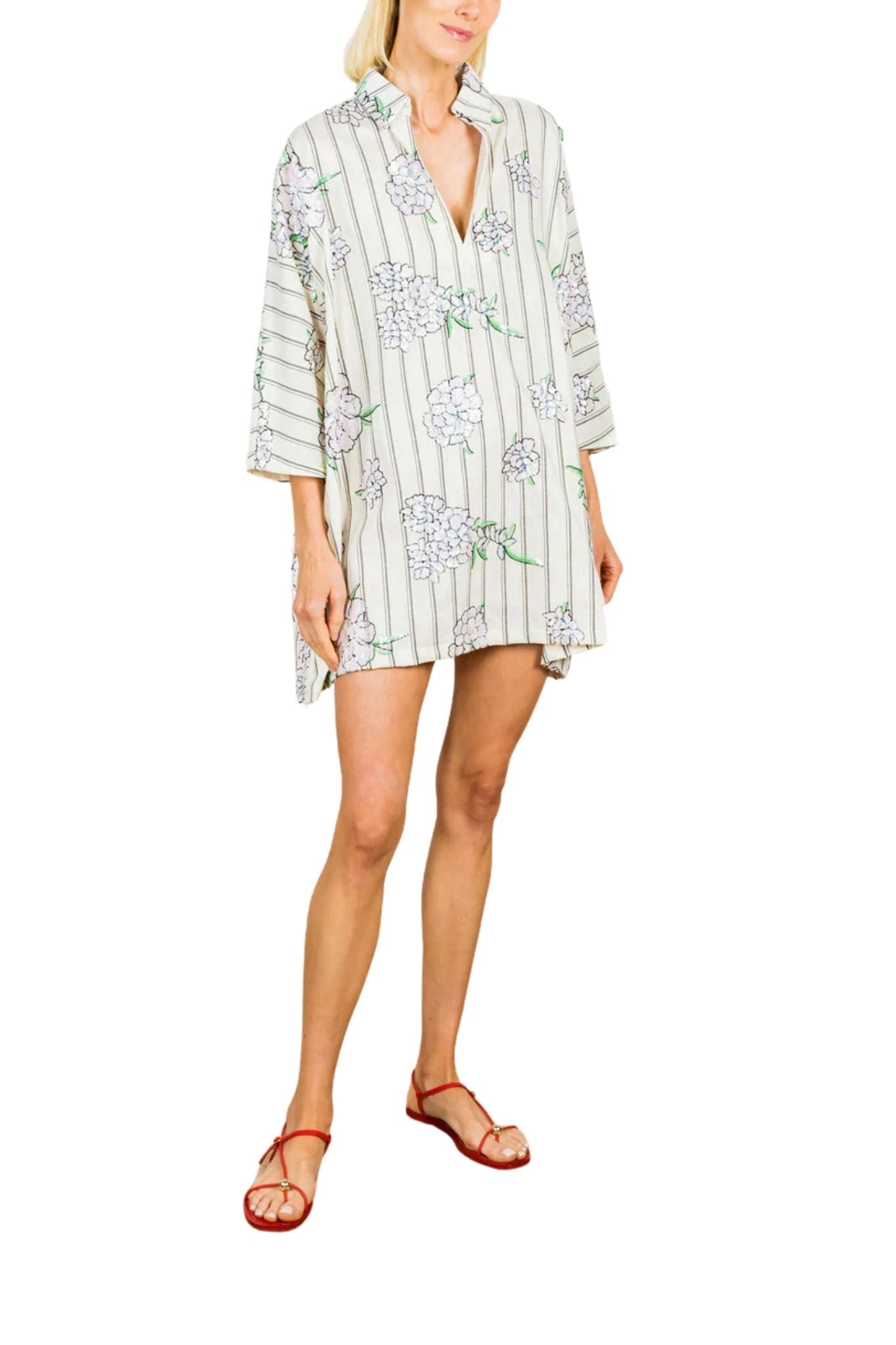 La Vie Ballet Sequin Hydrangea Mini Everyday Dress - Vermillion