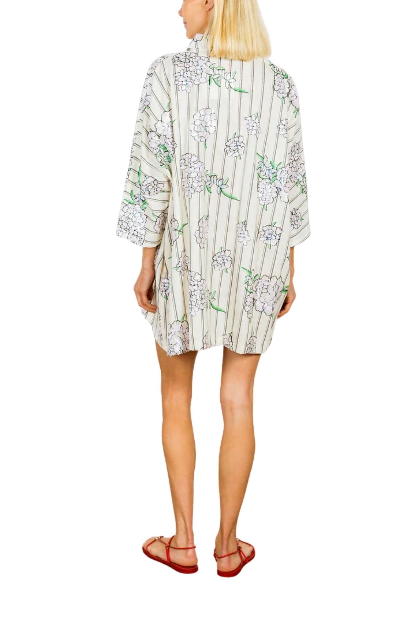 La Vie Ballet Sequin Hydrangea Mini Everyday Dress - Vermillion