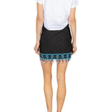 La Vie Black Beaded Fringe Mini Wrap Skirt - Vermillion