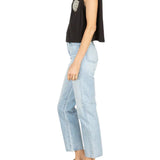 La Vie Black Knit Rhinestone A - line Top - Vermillion