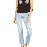 La Vie Black Knit Rhinestone A - line Top - Vermillion