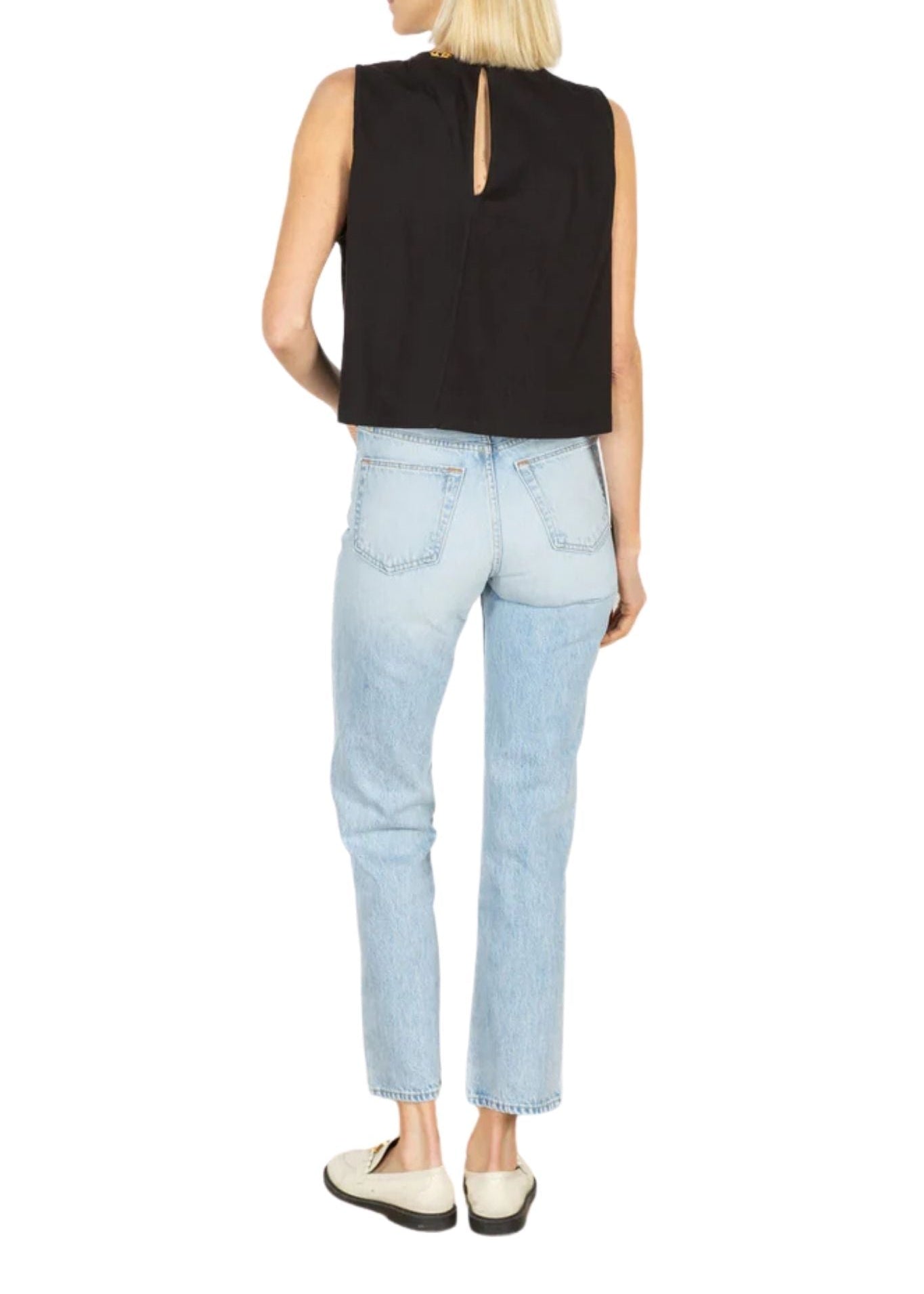 La Vie Black Knit Rhinestone A - line Top - Vermillion