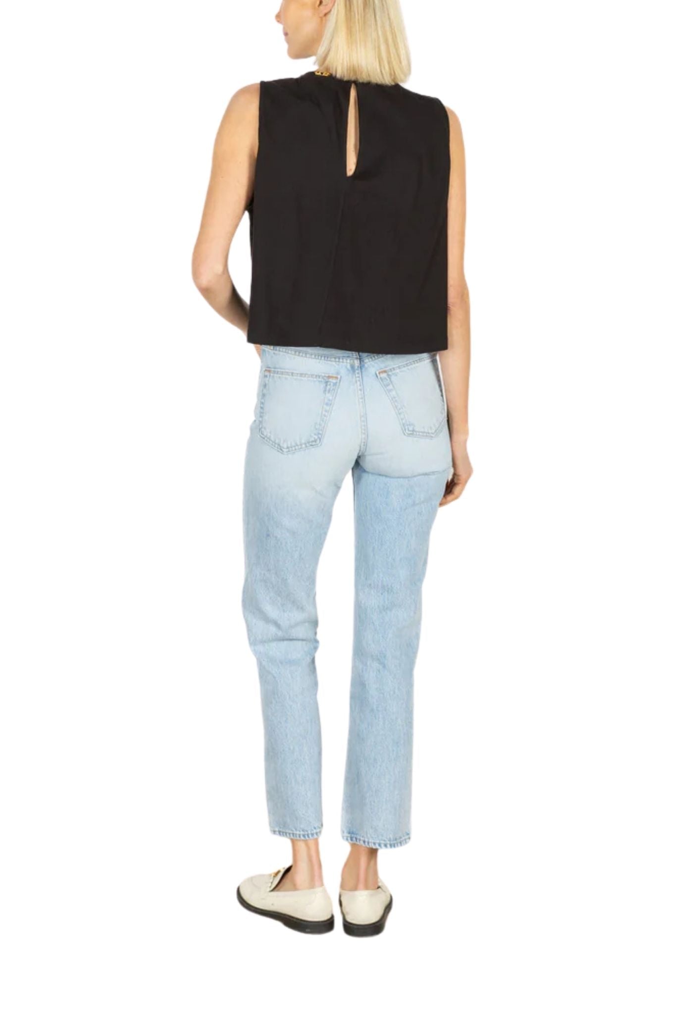 La Vie Black Knit Rhinestone A - line Top - Vermillion