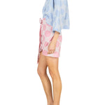 La Vie Blue Frayed Floral Everyday Shirt - Vermillion