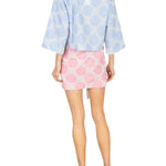 La Vie Blue Frayed Floral Everyday Shirt - Vermillion