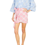 La Vie Blue Frayed Floral Everyday Shirt - Vermillion