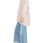 La Vie Blush Stripe Linen Boyfriend Shirt - Vermillion