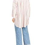 La Vie Blush Stripe Linen Boyfriend Shirt - Vermillion