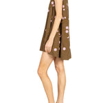 La Vie Bronze Beaded Orbit Pleat Dress - Vermillion