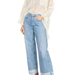 La Vie Cloud Cutout Florals Boyfriend Shirt - Vermillion