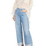 La Vie Cloud Cutout Florals Boyfriend Shirt - Vermillion