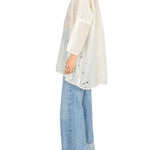 La Vie Cloud Cutout Florals Boyfriend Shirt - Vermillion