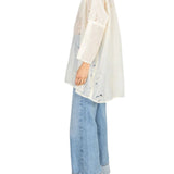 La Vie Cloud Cutout Florals Boyfriend Shirt - Vermillion