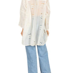 La Vie Cloud Cutout Florals Boyfriend Shirt - Vermillion