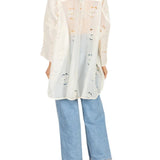 La Vie Cloud Cutout Florals Boyfriend Shirt - Vermillion