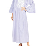 La Vie Coastal Pinstrip Tassel Deep V Maxi Caftan - Vermillion