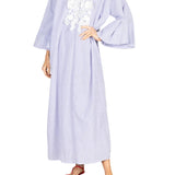 La Vie Coastal Pinstrip Tassel Deep V Maxi Caftan - Vermillion