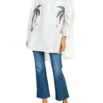 La Vie Coconut Sequin Palm Boyfriend Shirt - Vermillion
